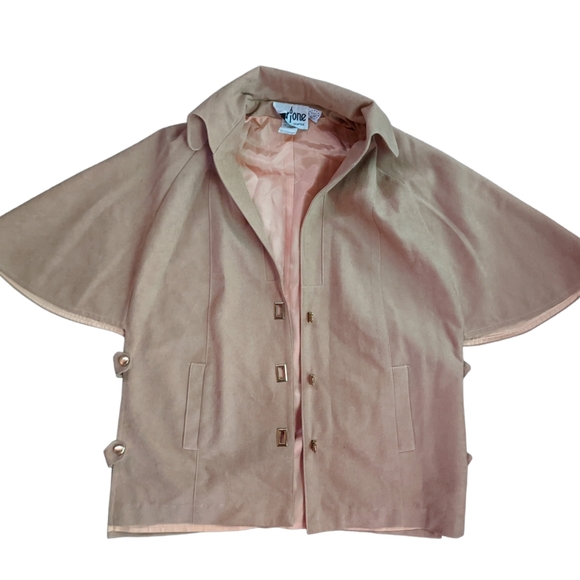 MINT Designer 60’s Marjorie Seattle Faux-Suede Camel Colored Cape Jacket Beige - Picture 2 of 10